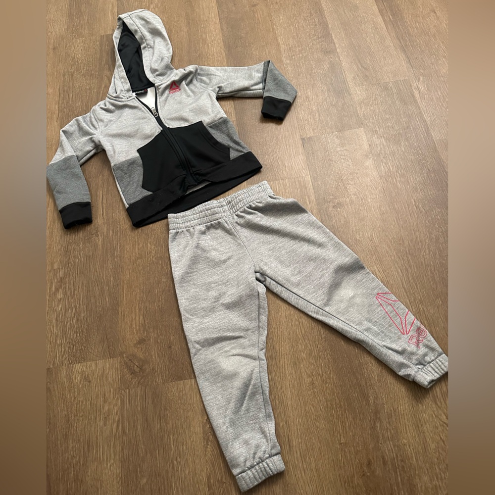 Reebok Gray and Black Zip-Up Hoodie